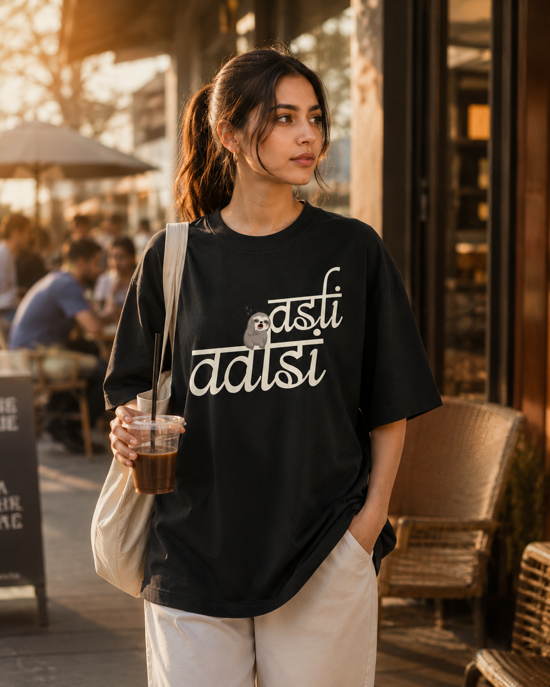 Asli Aalsi Script Black Unisex Oversized T-Shirt