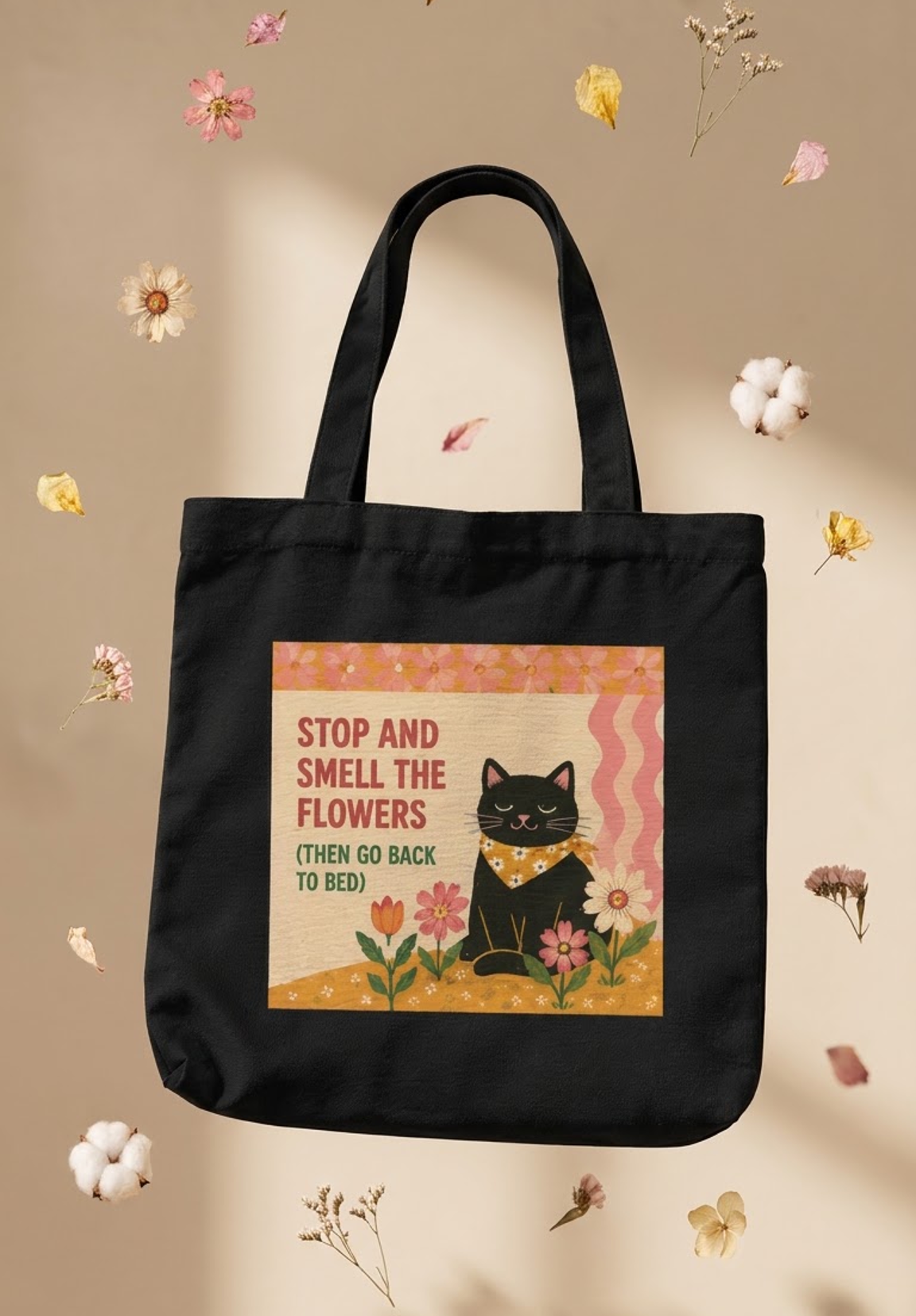 Black Cat Tote Bag Zipper