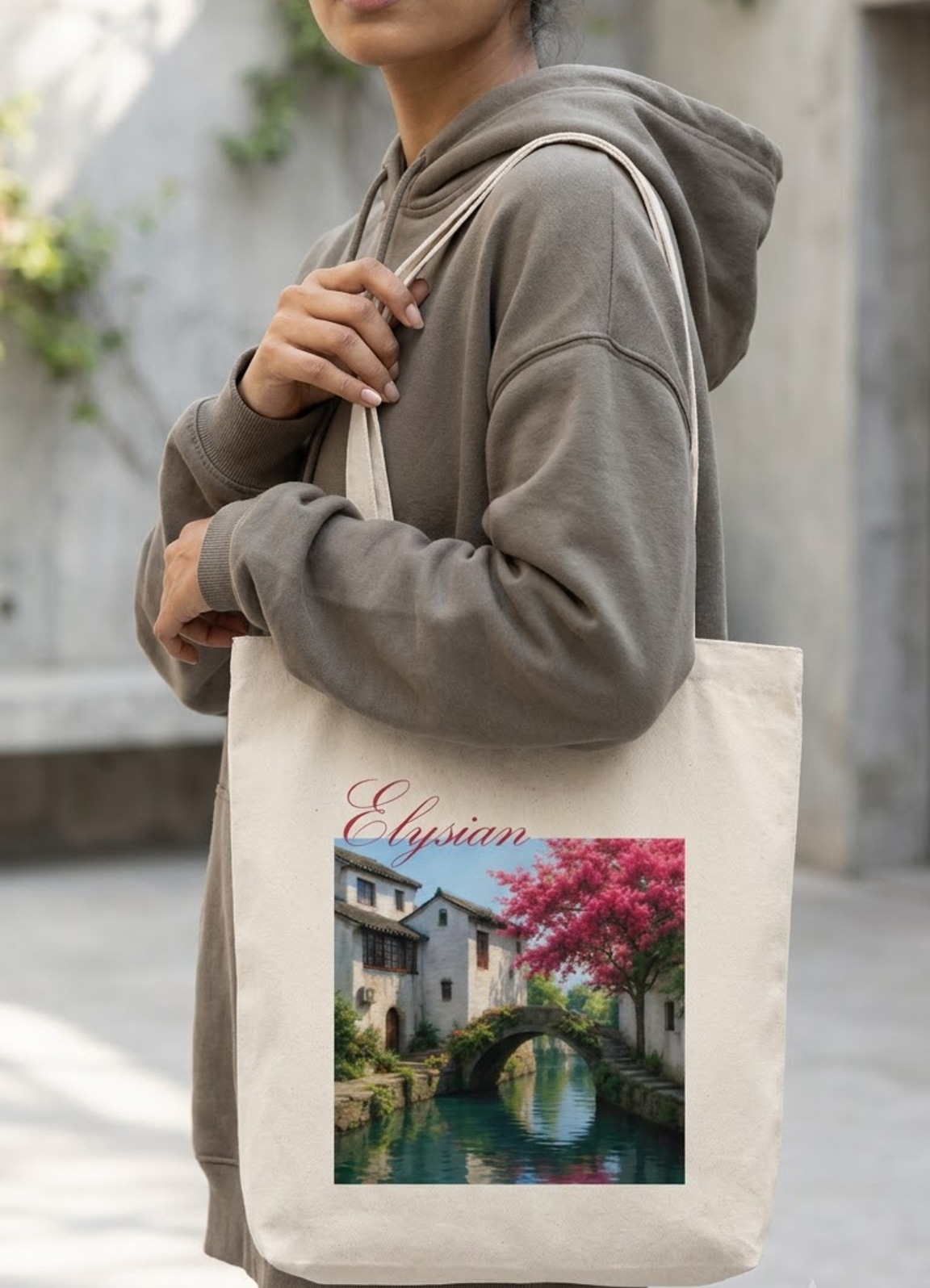 Elysian Bridge Tote Bag Zipper