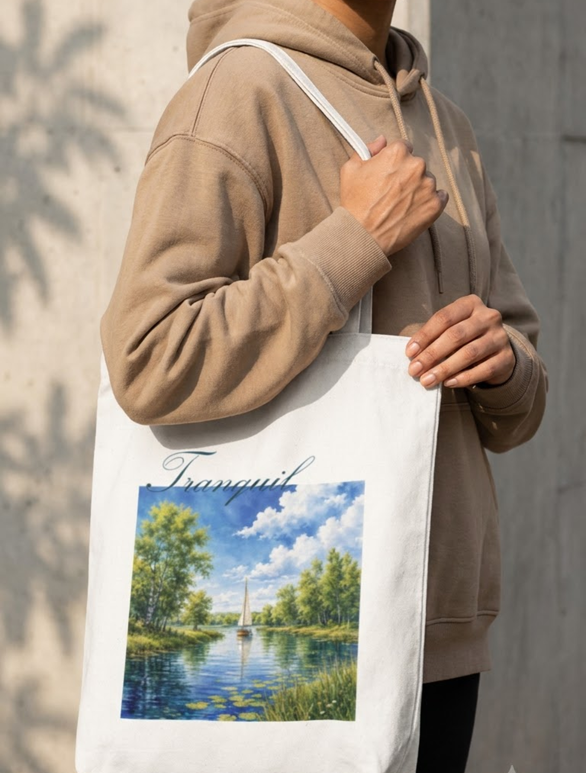 Tranquil Scenic Tote Bag Zipper