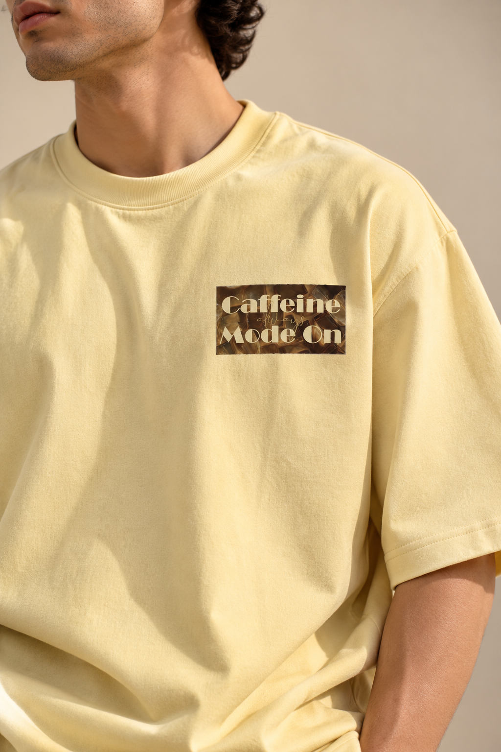 Caffeine Mode On Oversized T-Shirt – Minimal Coffee Lover Graphic Tee