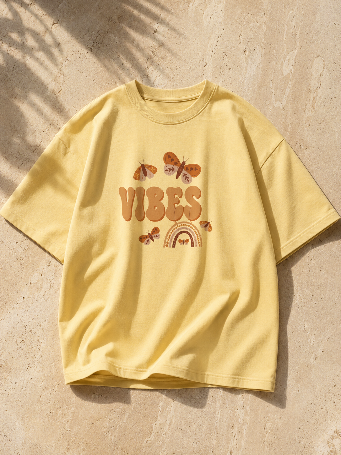 Vibes Beige Unisex Oversized T-Shirt