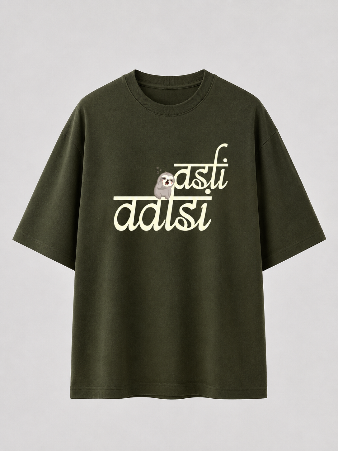 Asli Aalsi Script Olive Green Unisex Oversized T-Shirt