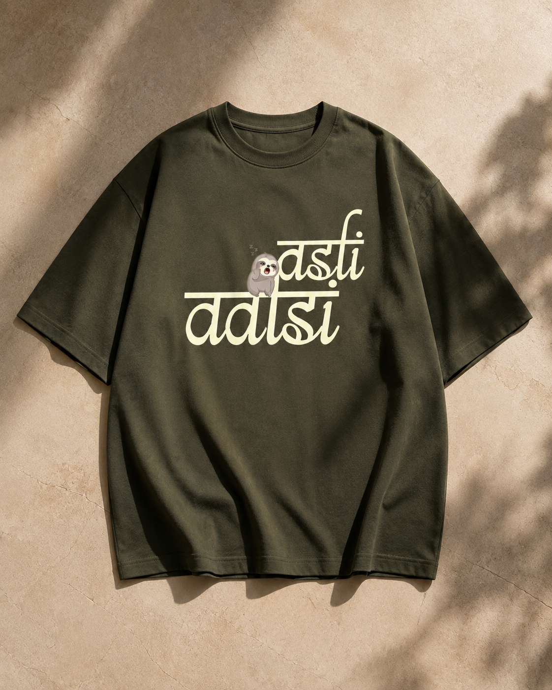 Asli Aalsi Script Olive Green Unisex Oversized T-Shirt