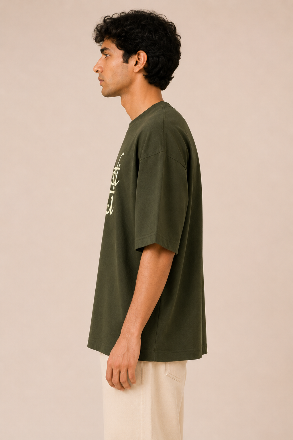 Asli Aalsi Script Olive Green Unisex Oversized T-Shirt