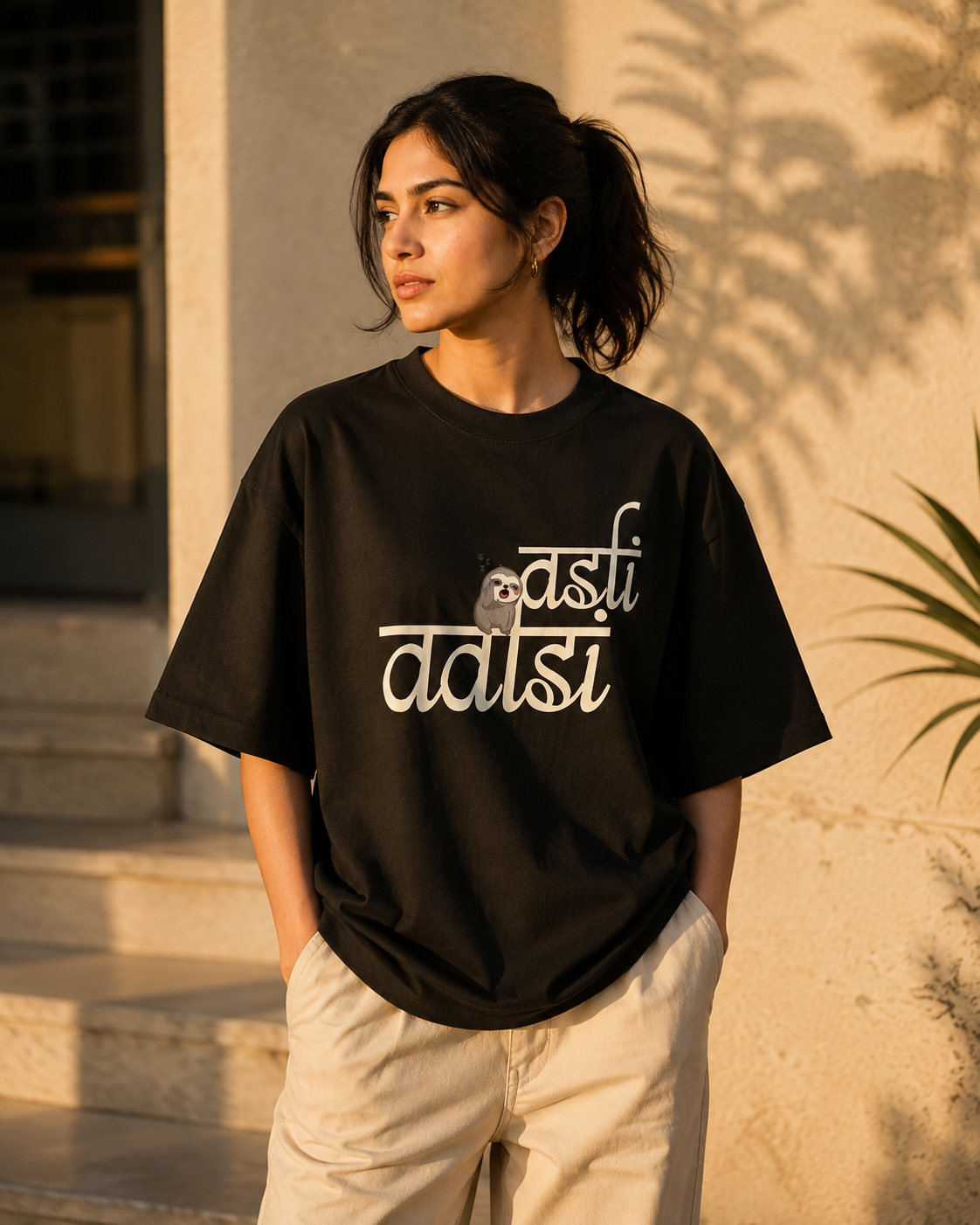 Asli Aalsi Script Black Unisex Oversized T-Shirt