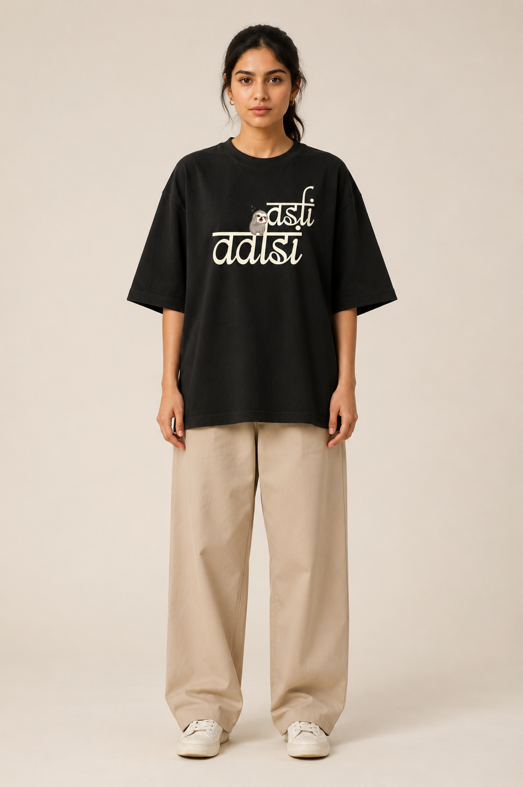 Asli Aalsi Script Black Unisex Oversized T-Shirt