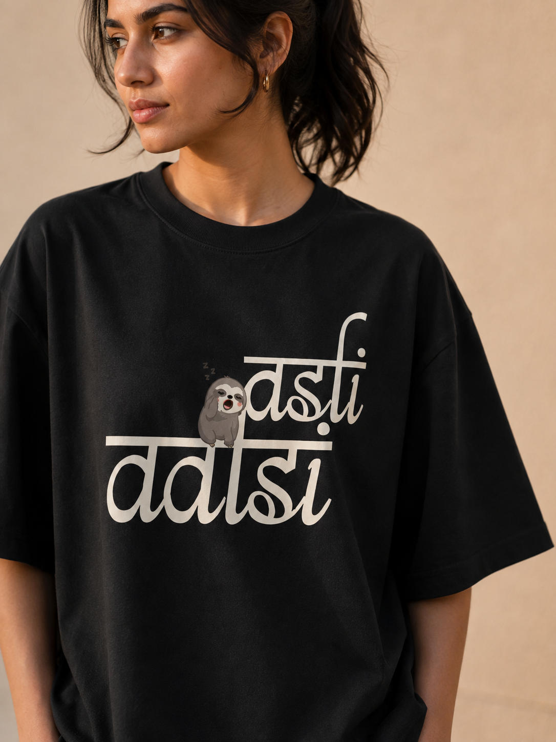 Asli Aalsi Script Black Unisex Oversized T-Shirt