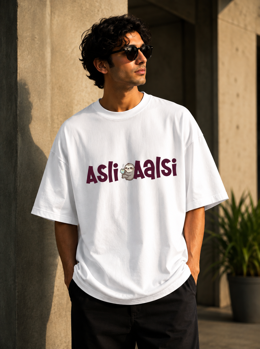 ASLI AALSI White Unisex Oversized T-Shirt