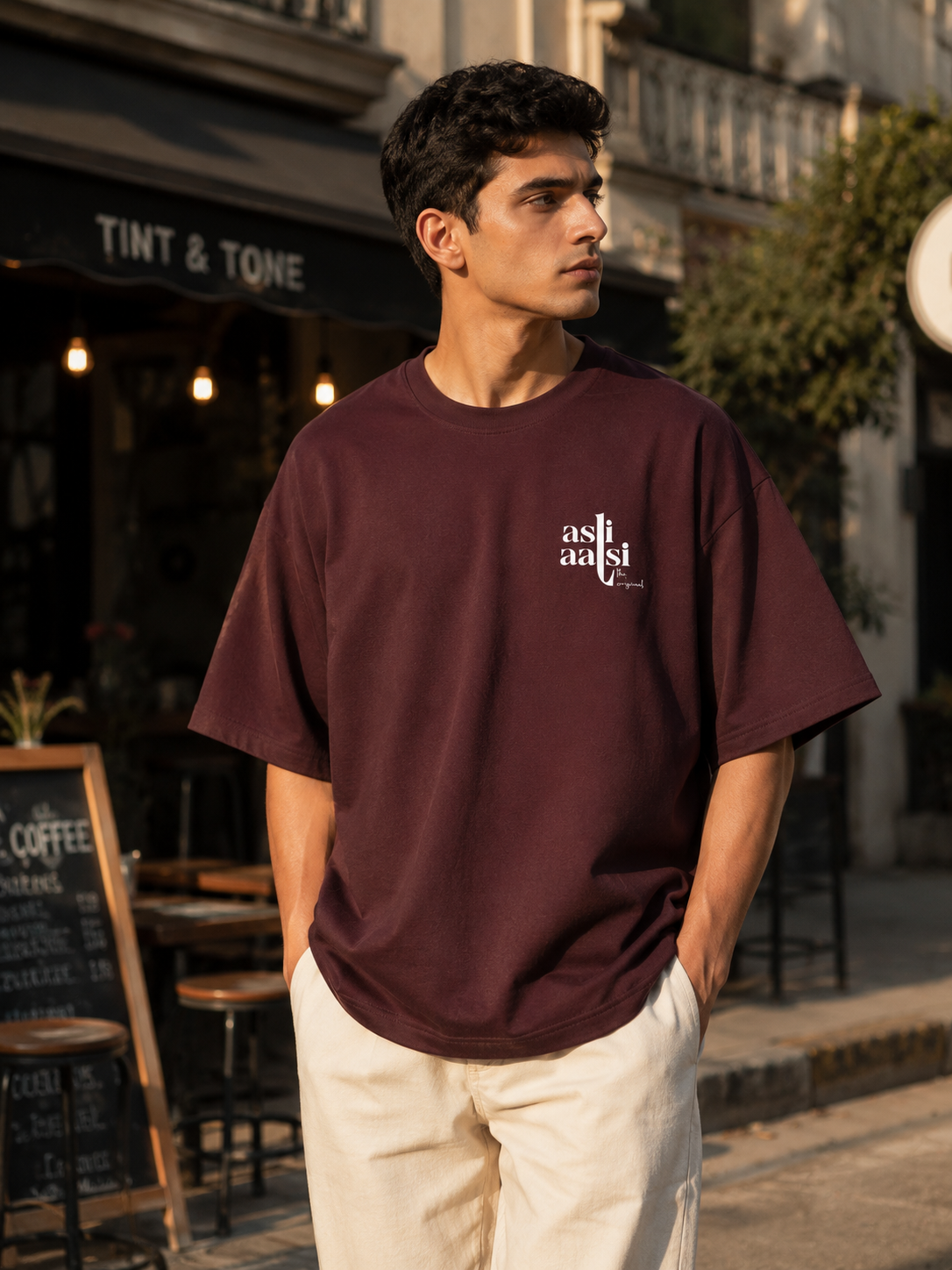Chic Asli Aalsi Maroon Unisex Oversized T-Shirt