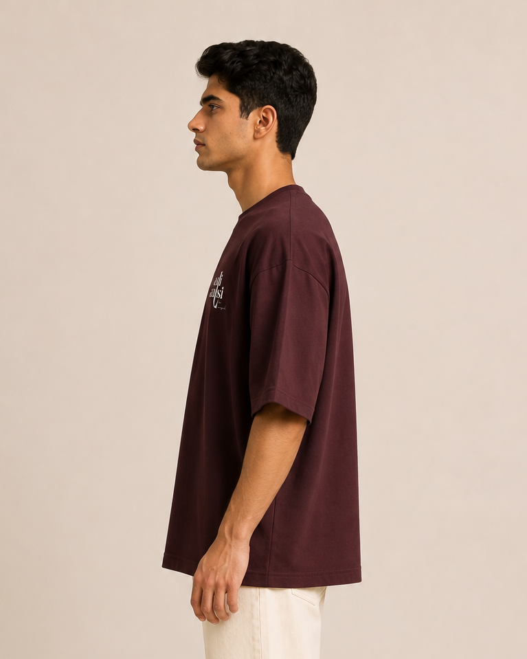 Chic Asli Aalsi Maroon Unisex Oversized T-Shirt