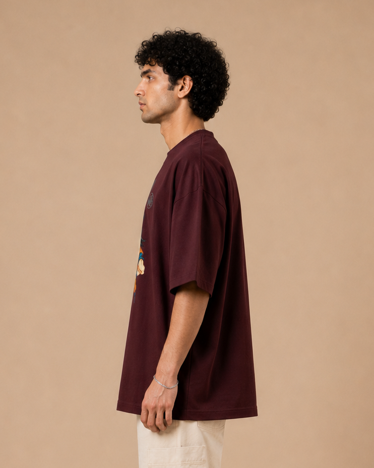 Goku - Dragon Ball Z Maroon Unisex Oversized T-Shirt