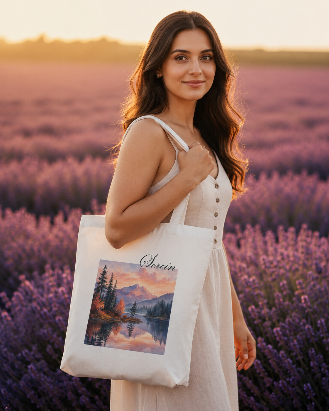 Serein Mountains Tote Bag Zipper