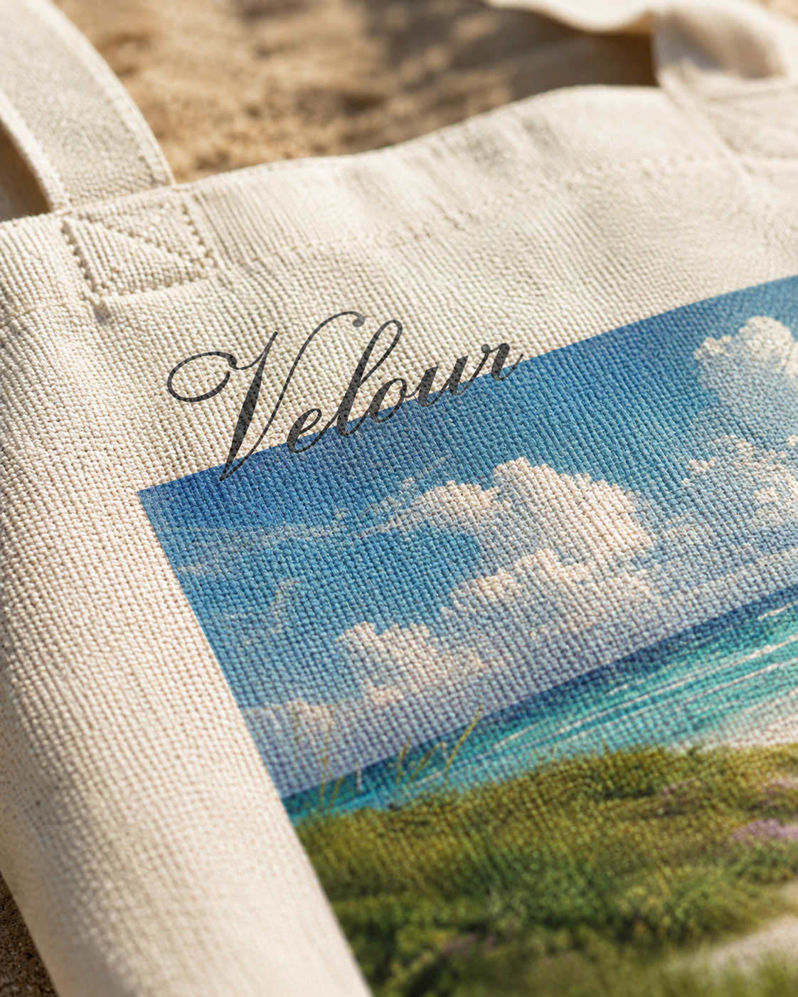 Velour Beach Tote Bag Zipper