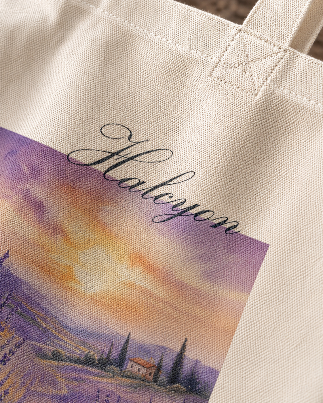 Halcyon Lavender Field Tote Bag Zipper