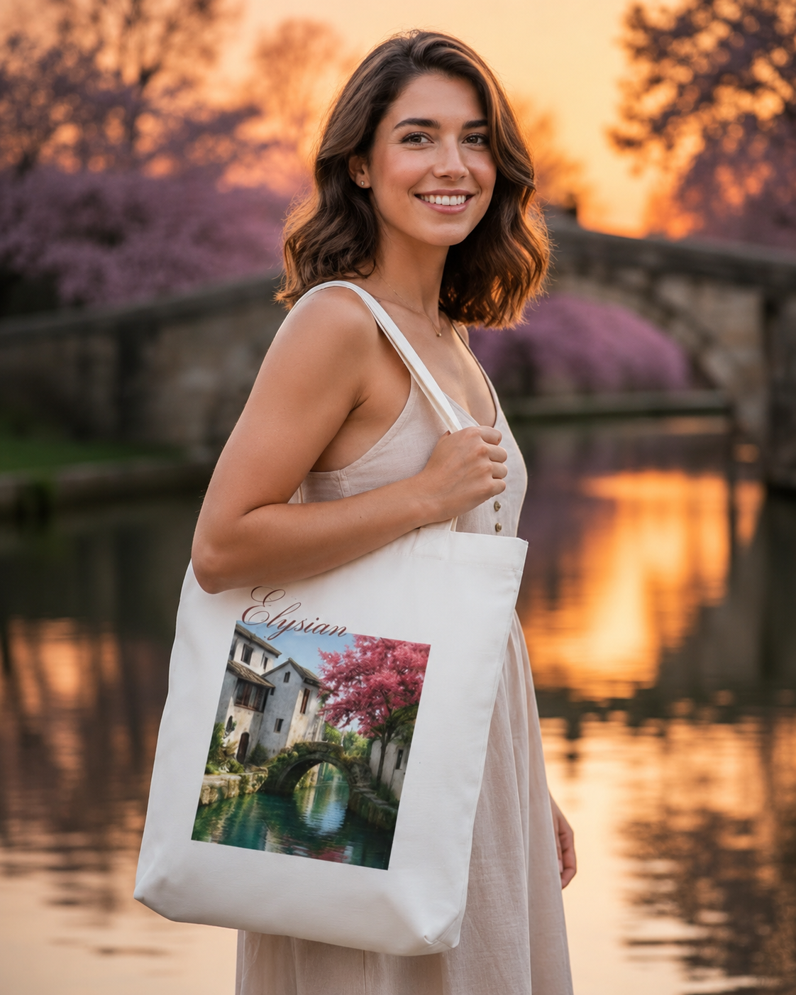 Elysian Bridge Tote Bag Zipper