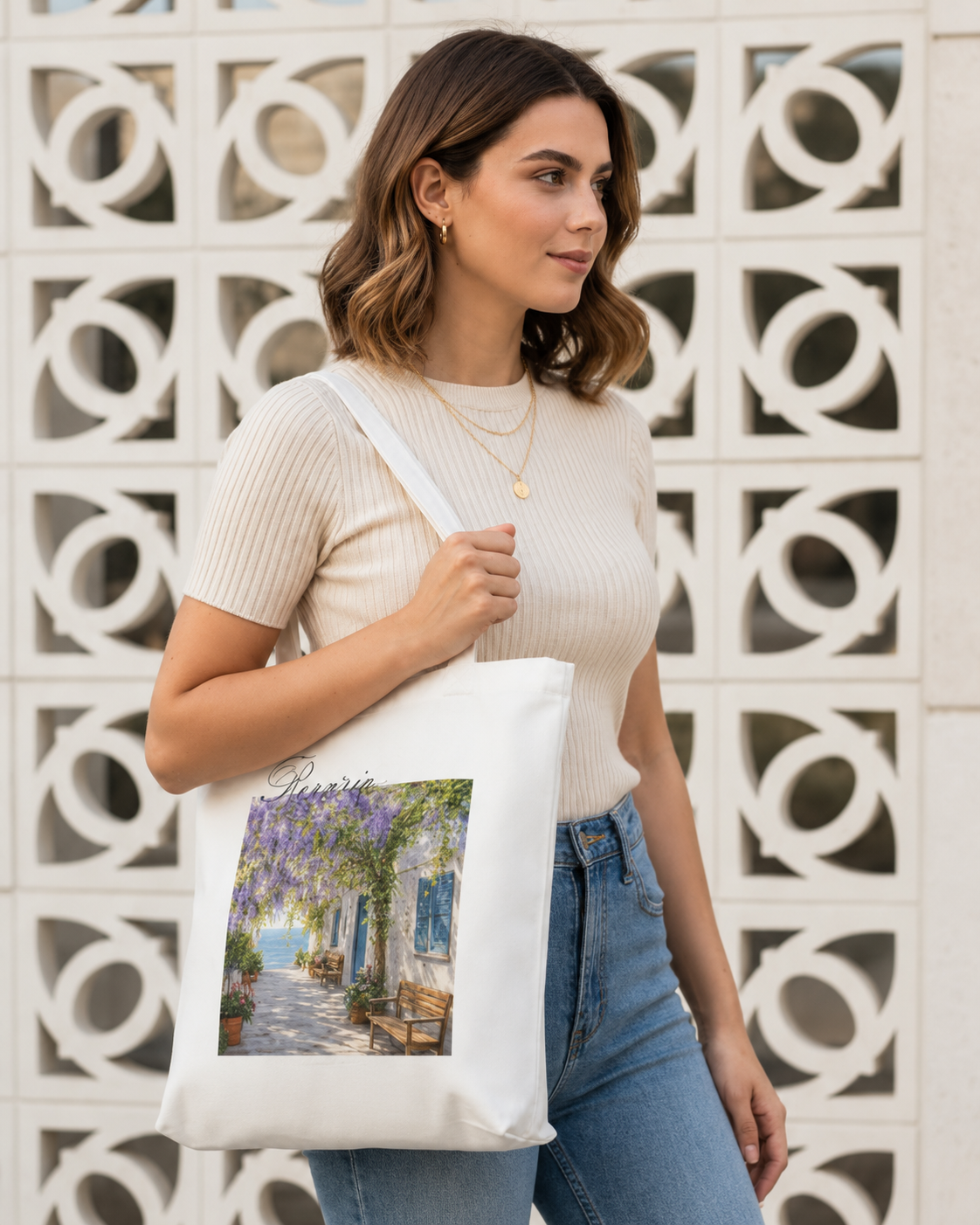 Reverie Pretty Lanes Tote Bag Zipper