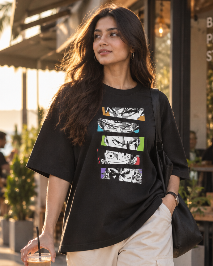 Anime Heros Black Unisex Oversized Classic T-Shirt