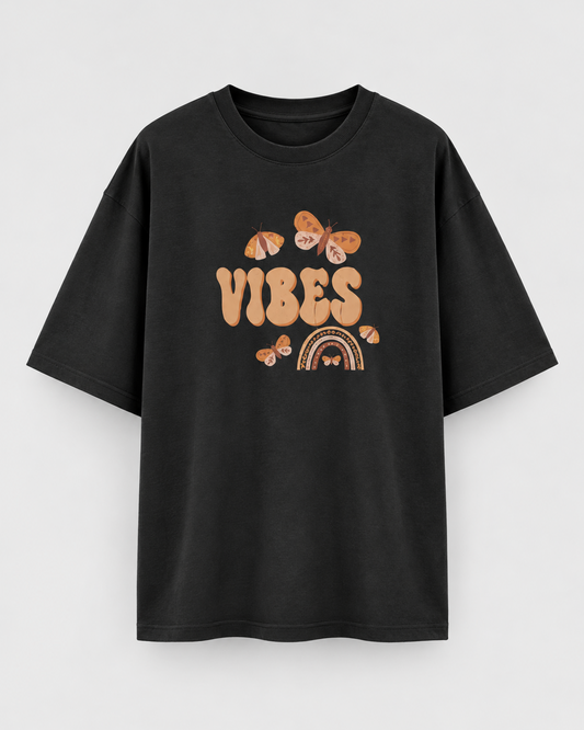 Vibes Black Unisex Oversized T-Shirt