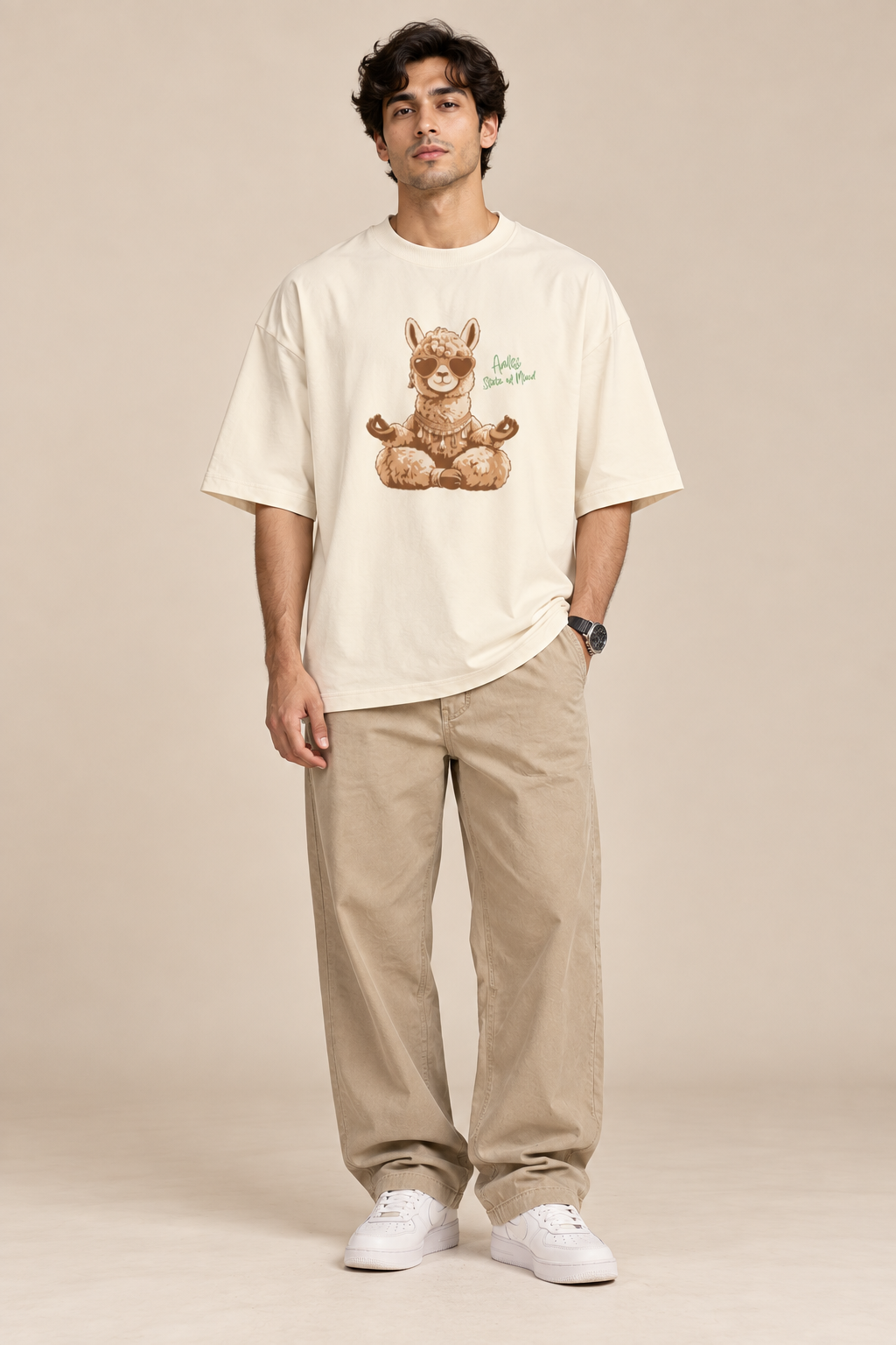 Aalsi State of Mind llama graphic oversized T-shirt styled with casual streetwear