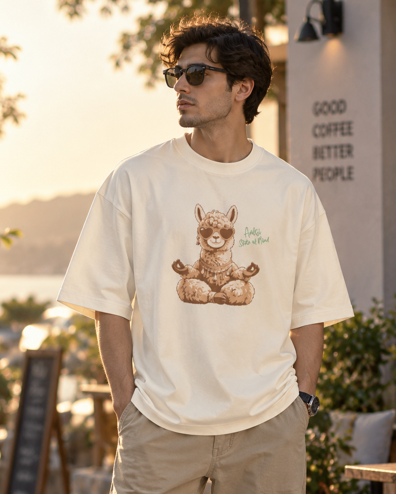 Aalsi State of Mind llama graphic oversized T-shirt styled with casual streetwear