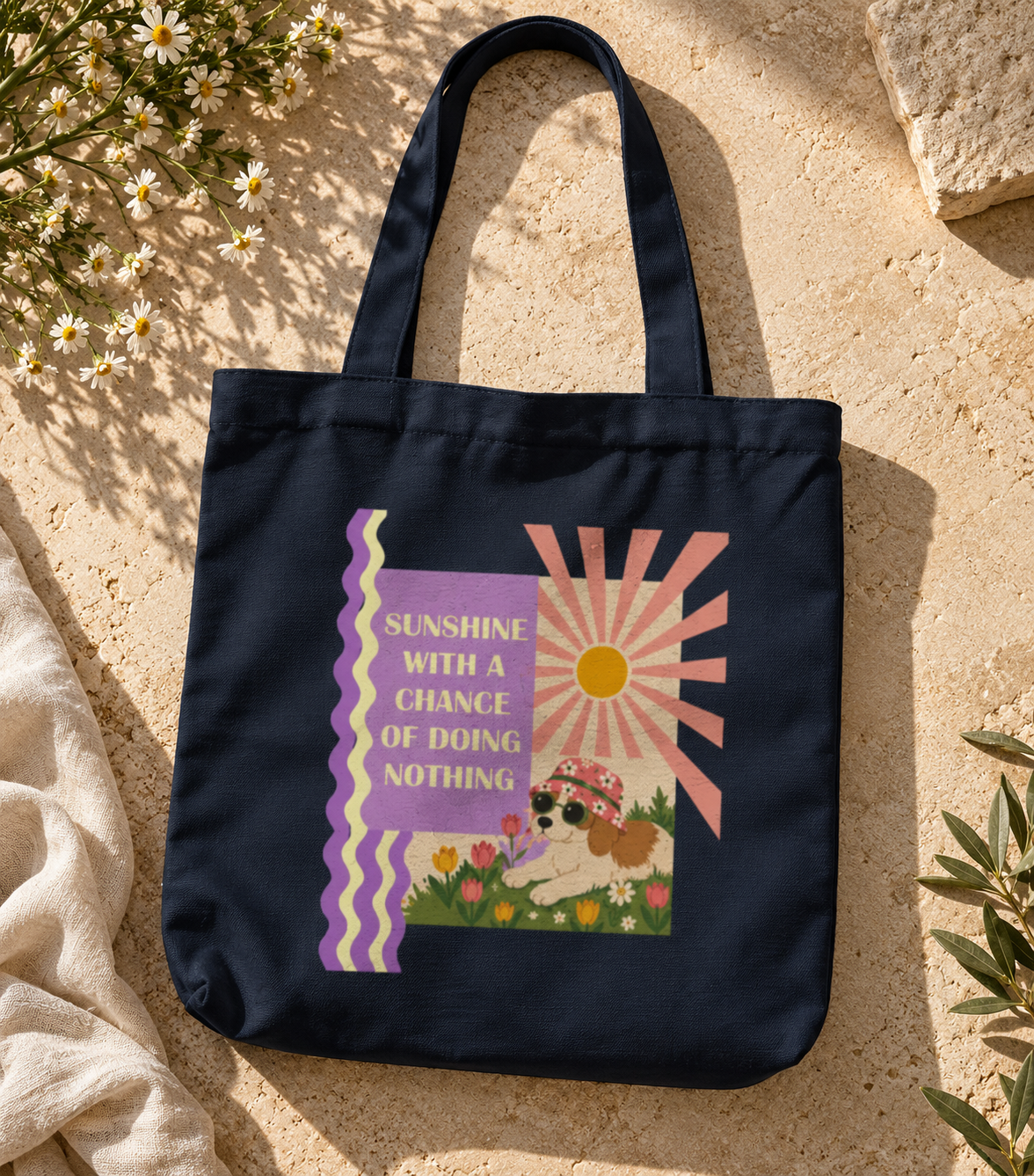 Sunshine Navy Blue Tote Bag Zipper