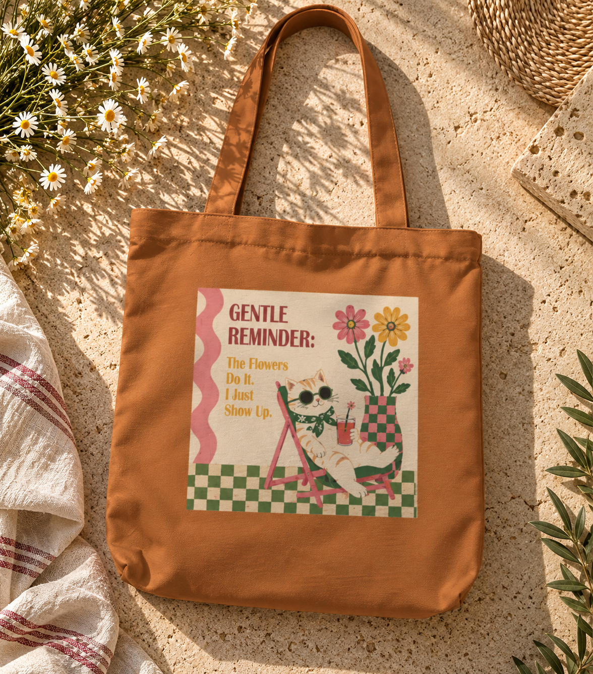 Chilling Cat Tote Bag Zipper