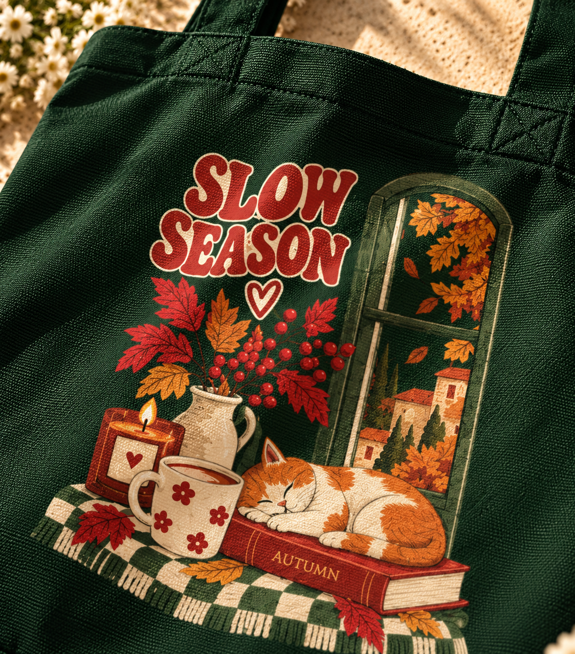 Slow Season Tote Bag Zipper