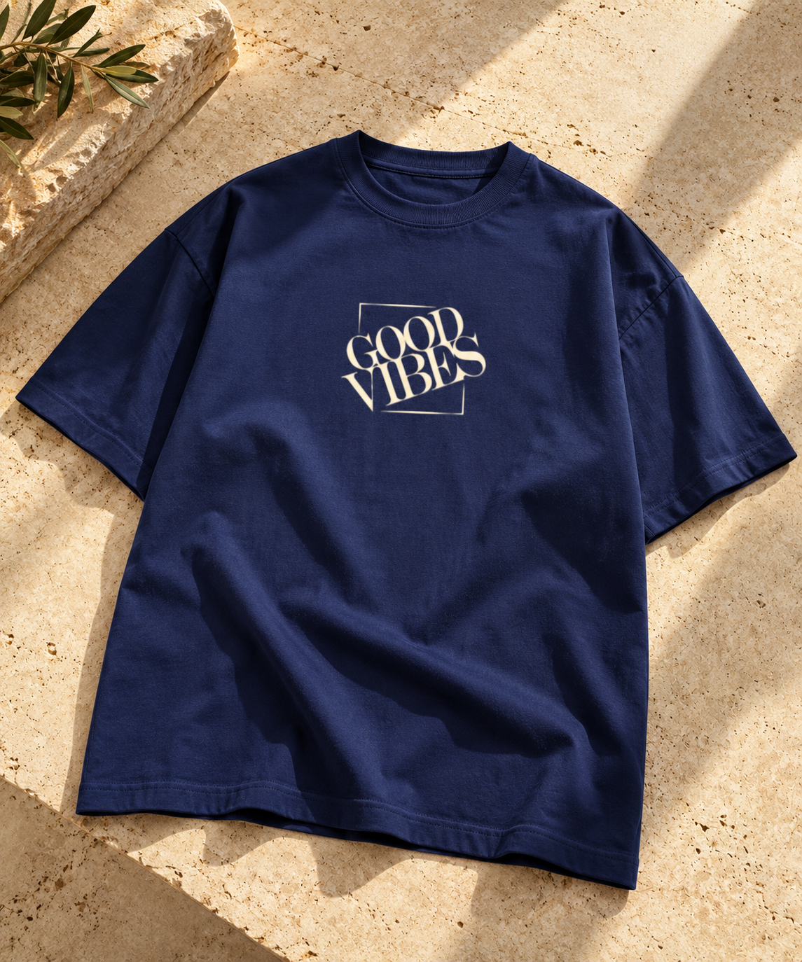 Good Vibes Oversized T-Shirt – Royal Blue Minimalist Graphic Tee