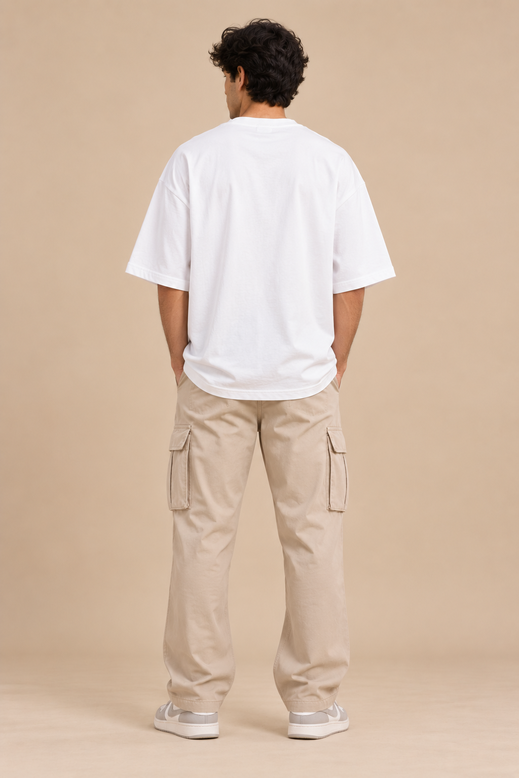 Retro dachshund oversized graphic T-shirt styled with baggy jeans