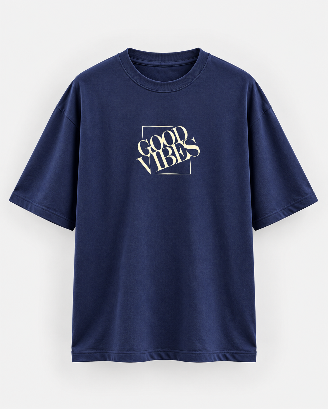 Good Vibes Oversized T-Shirt – Royal Blue Minimalist Graphic Tee