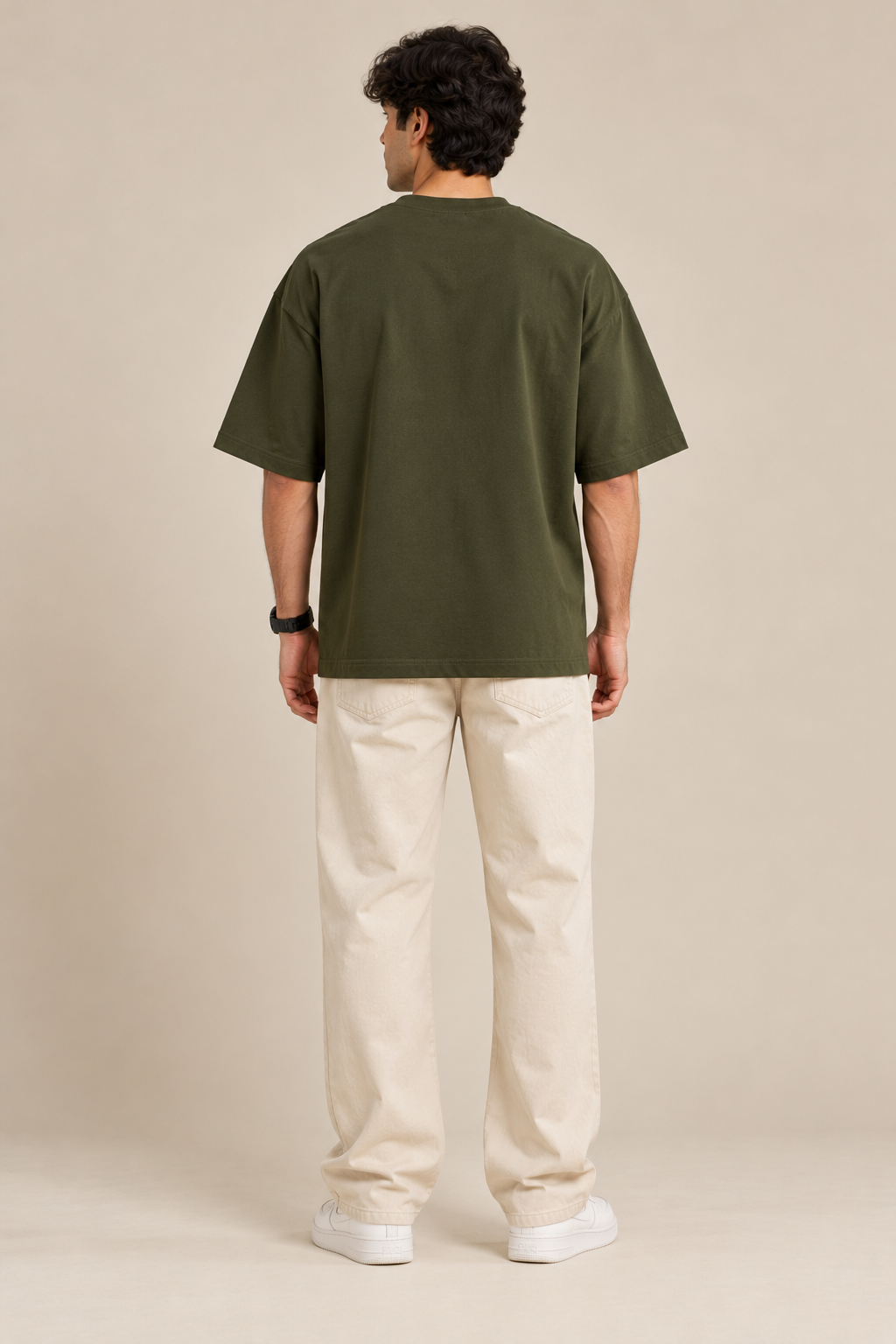 Wear Your Calm Loud Oversized T-Shirt – Olive Green Minimalist Tee
