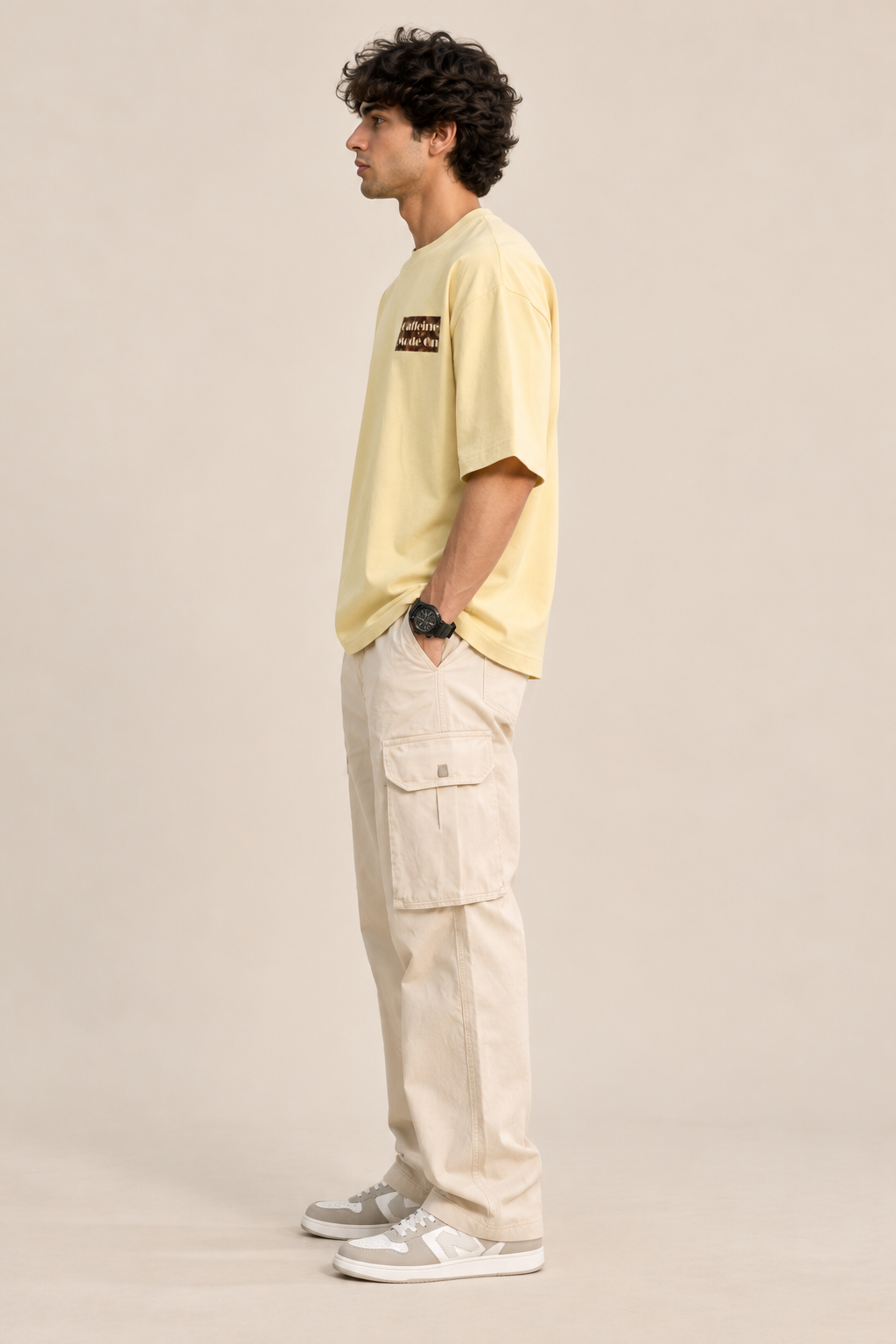 Caffeine Mode On Oversized T-Shirt – Minimal Coffee Lover Graphic Tee