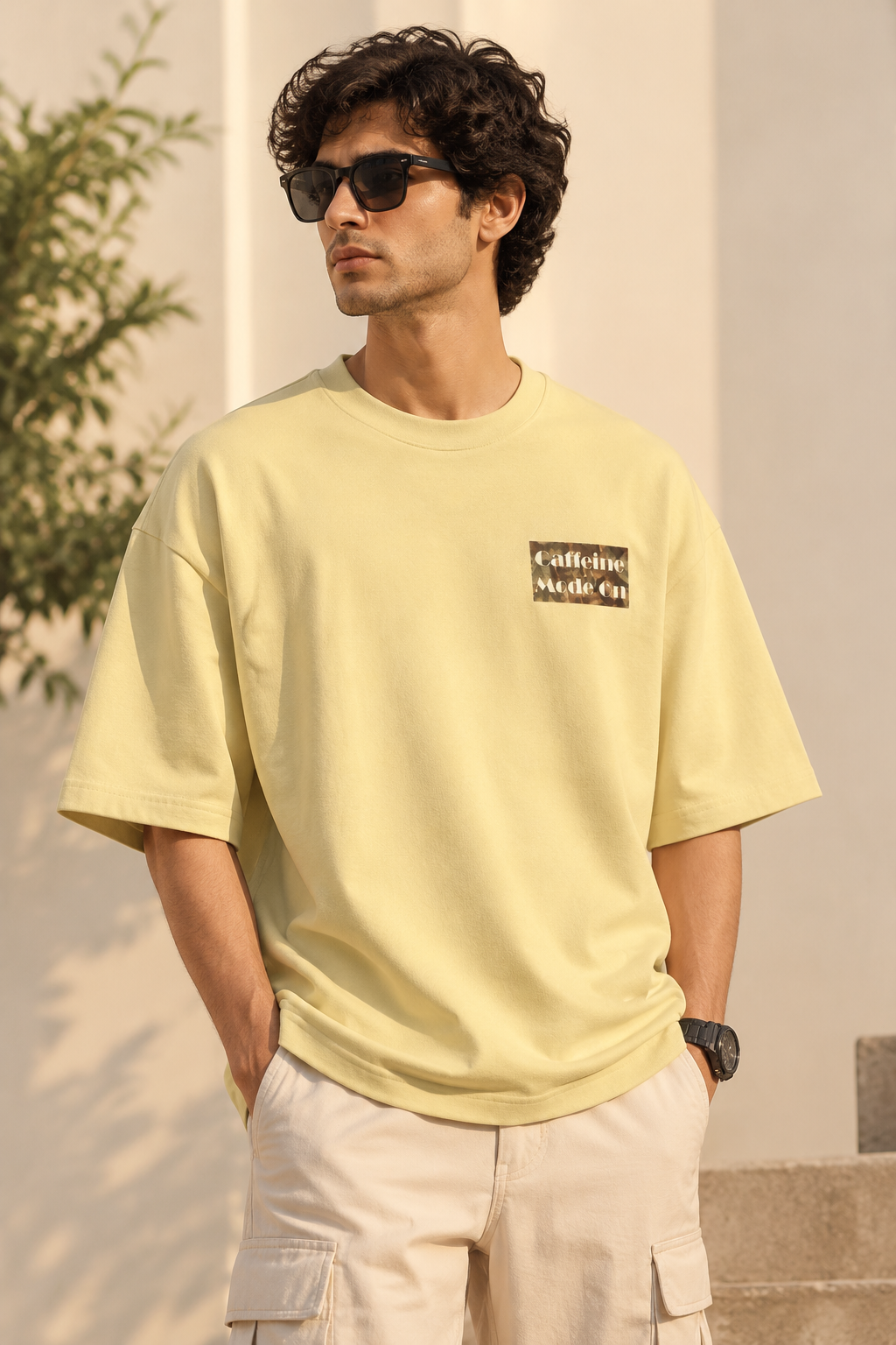 Caffeine Mode On Oversized T-Shirt – Minimal Coffee Lover Graphic Tee