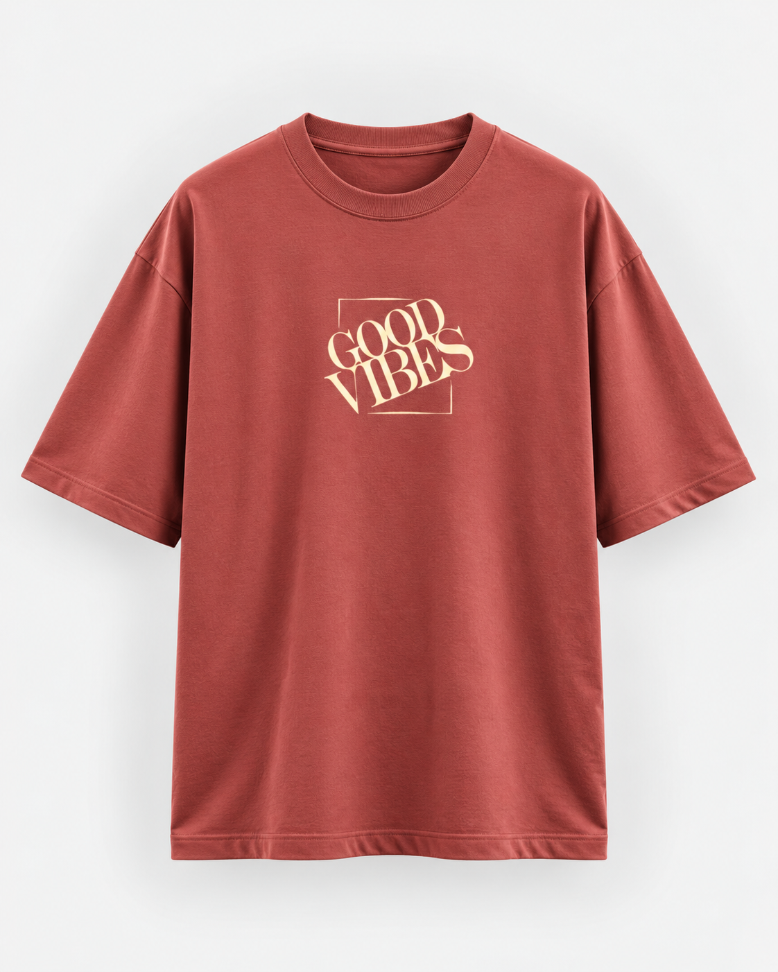 Good Vibes Oversized T-Shirt – Coral Minimalist Graphic Tee