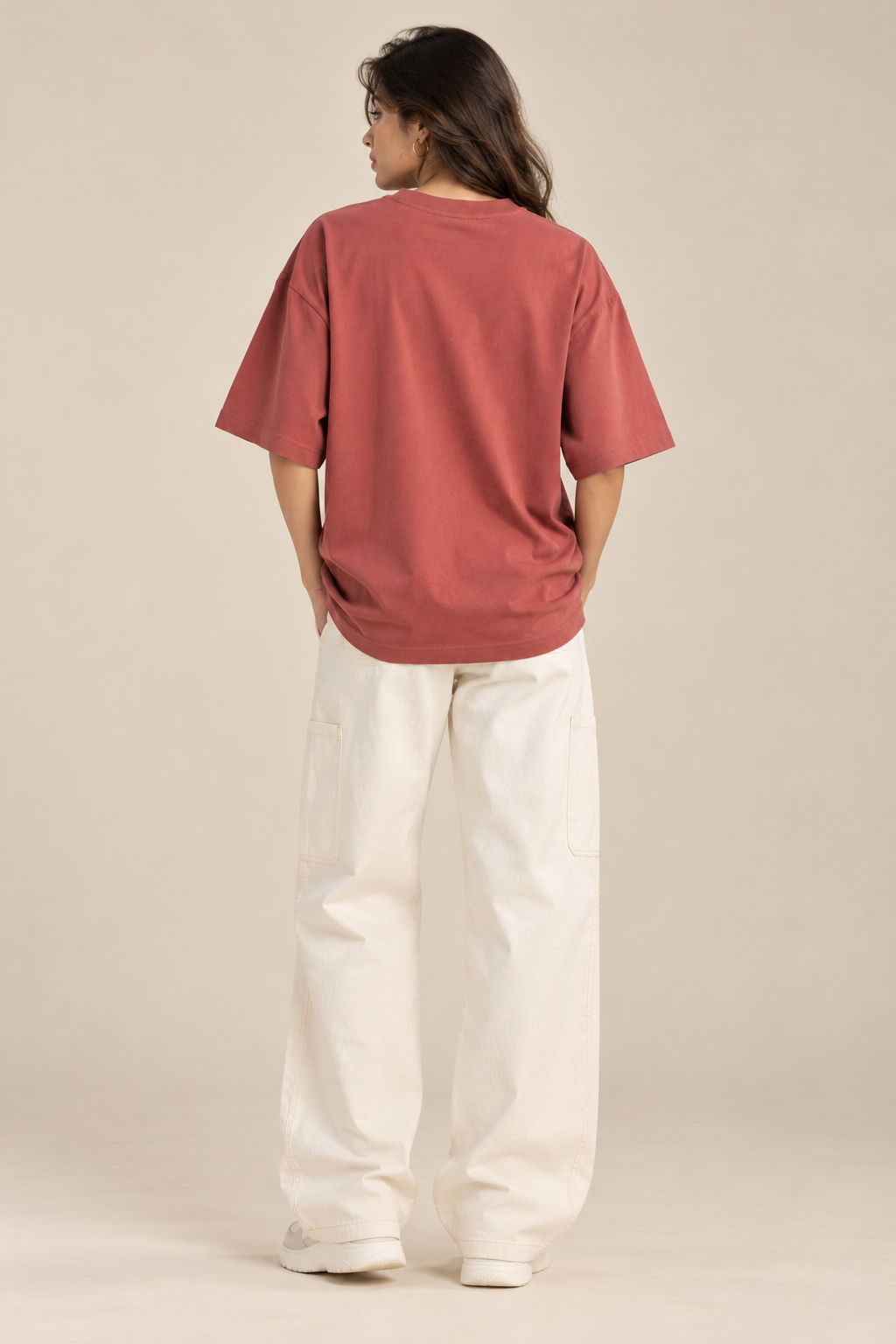 Good Vibes Oversized T-Shirt – Coral Minimalist Graphic Tee