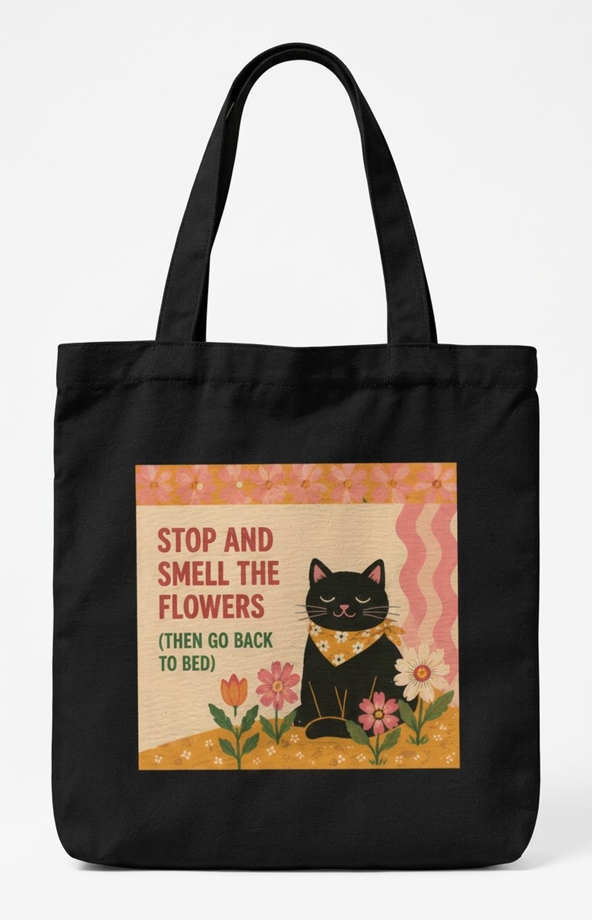Black Cat Tote Bag Zipper