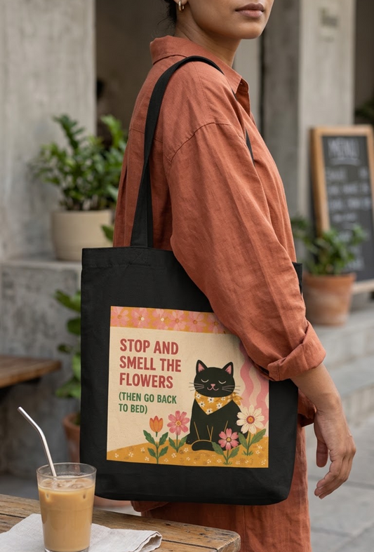Black Cat Tote Bag Zipper