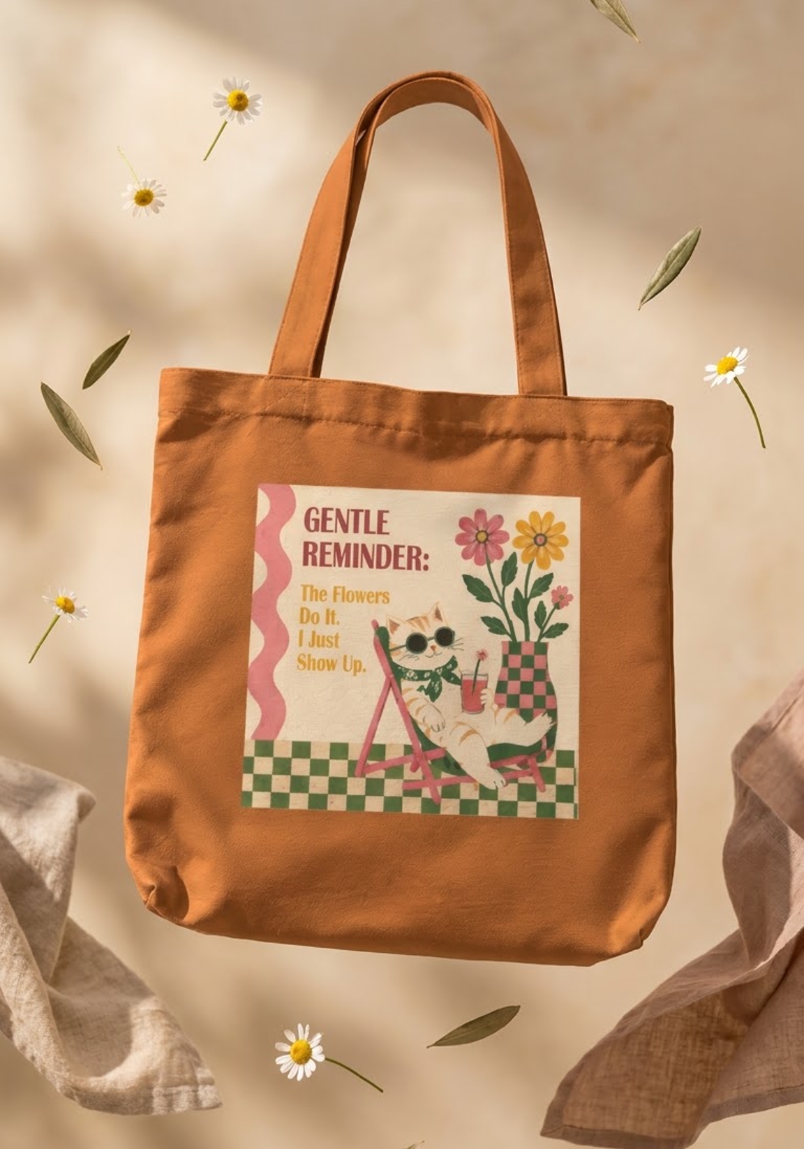 Chilling Cat Tote Bag Zipper