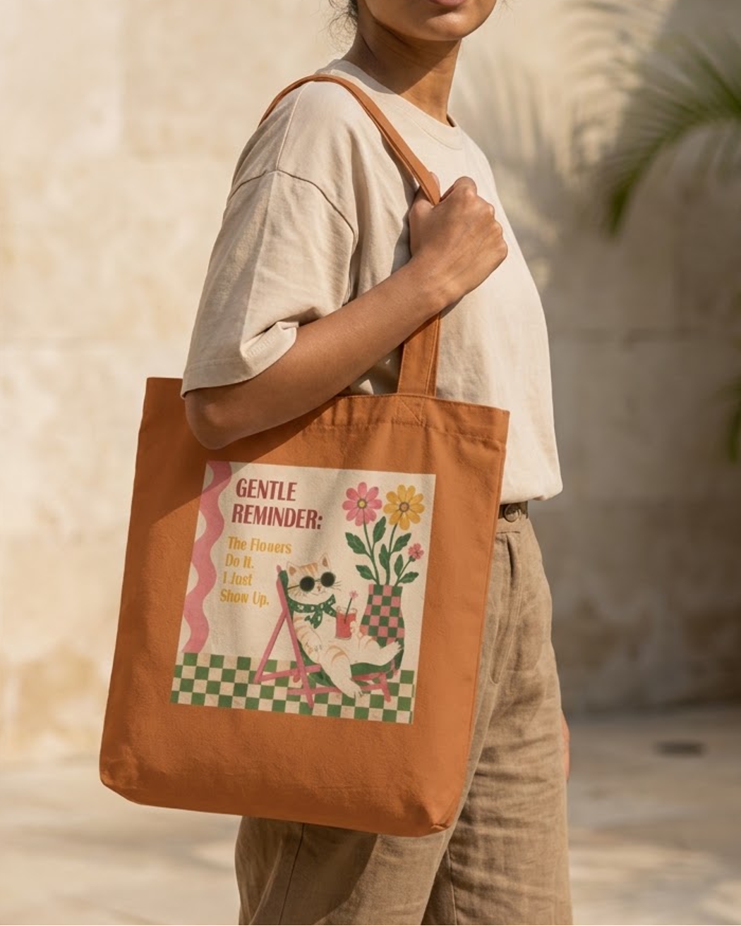 Chilling Cat Tote Bag Zipper