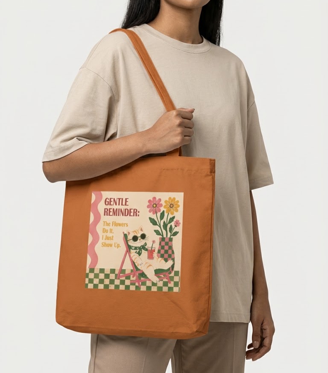 Chilling Cat Tote Bag Zipper