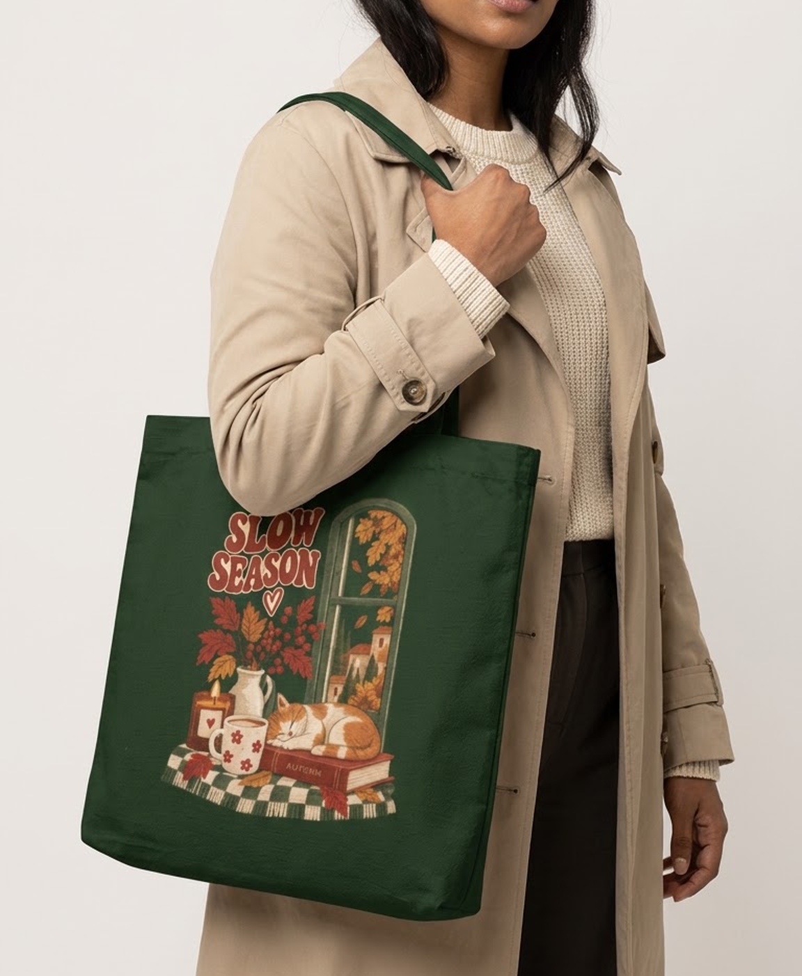 Slow Season Tote Bag Zipper