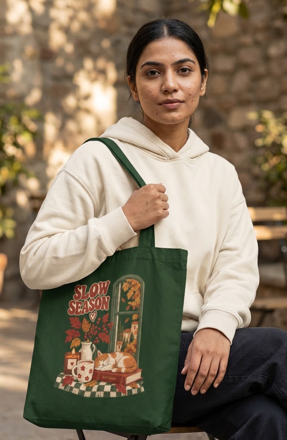 Slow Season Tote Bag Zipper