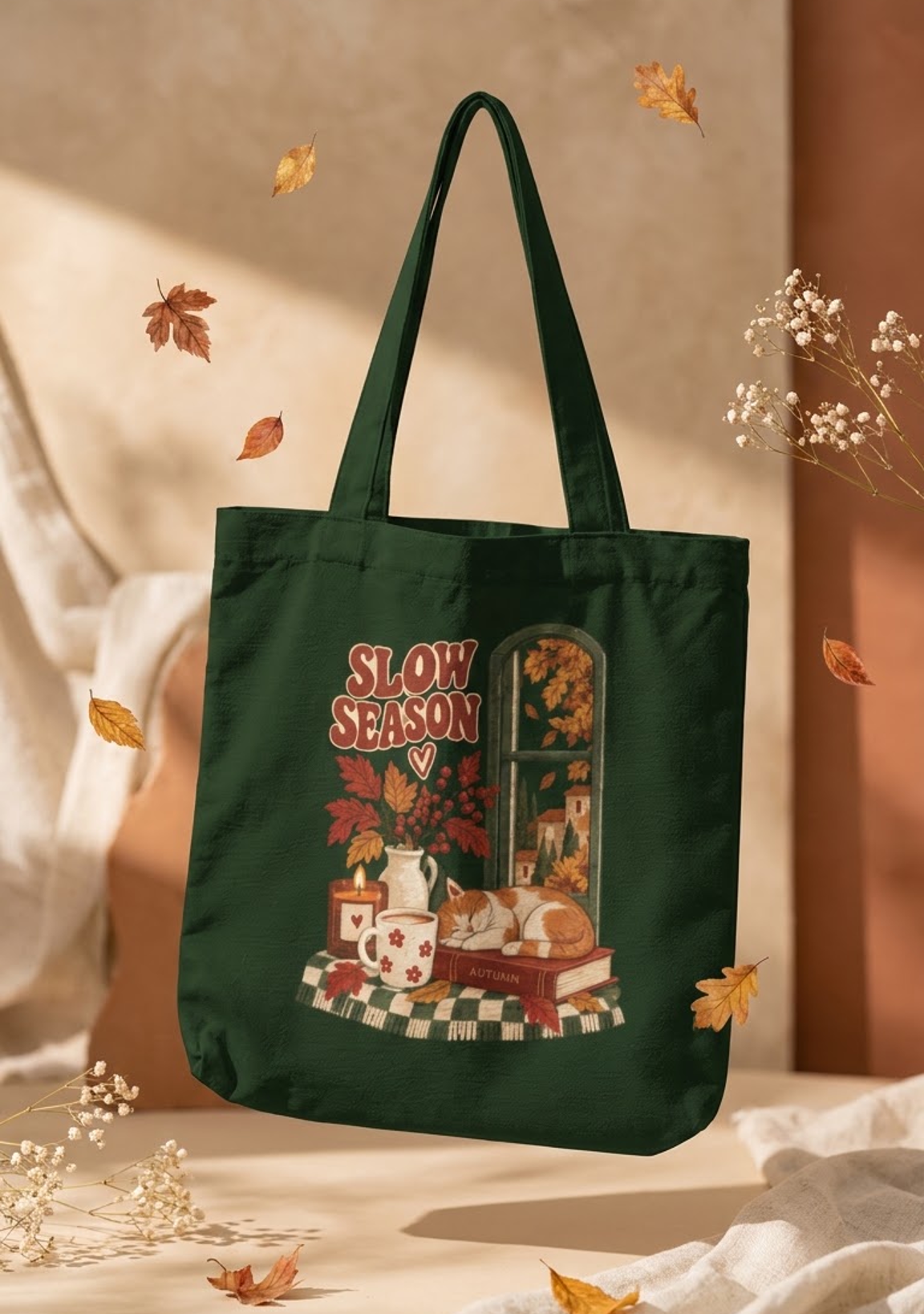 Slow Season Tote Bag Zipper