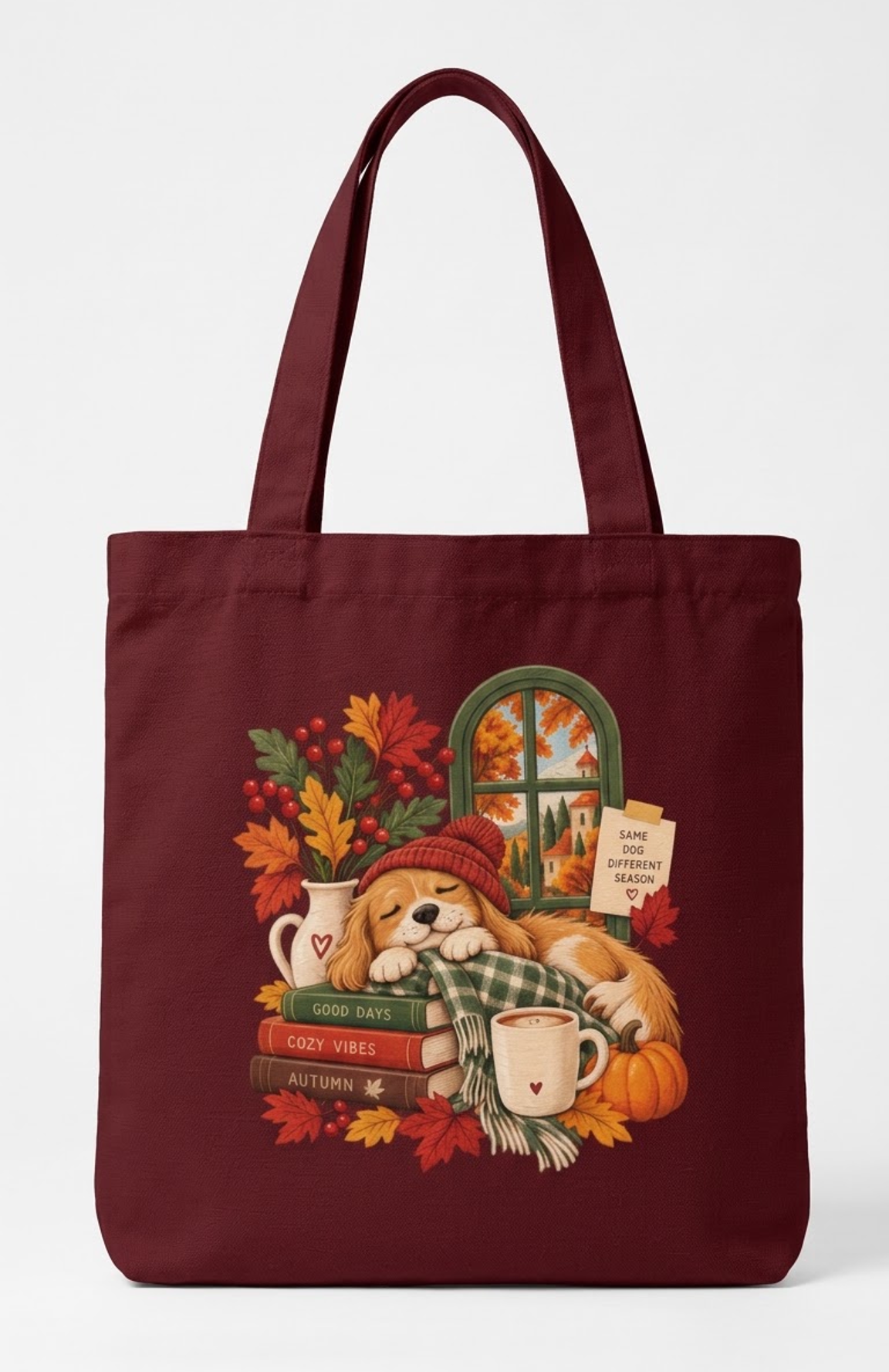 Cozy Vibes Autumn Tote Bag Zipper
