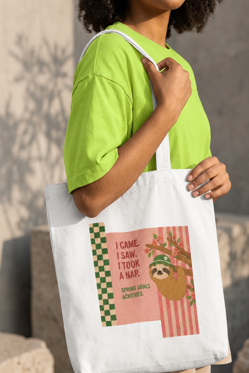 Cute Sloth Tote Bag Zipper
