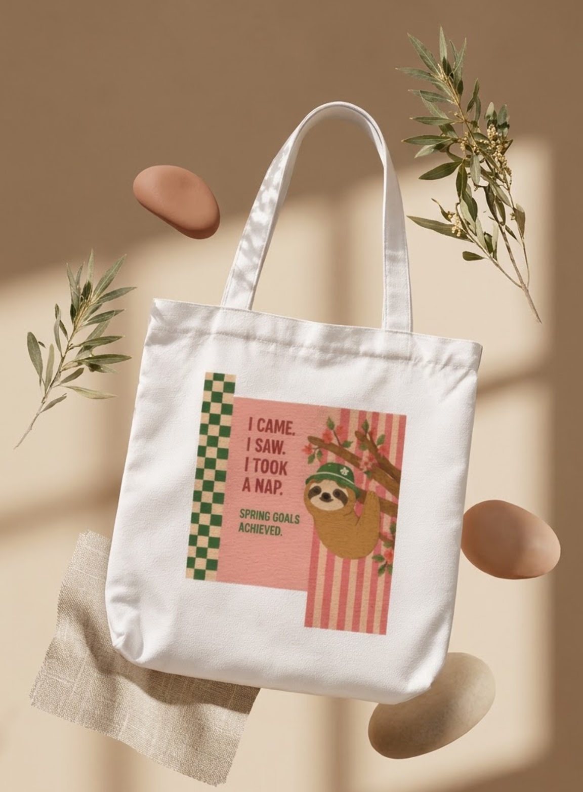 Cute Sloth Tote Bag Zipper