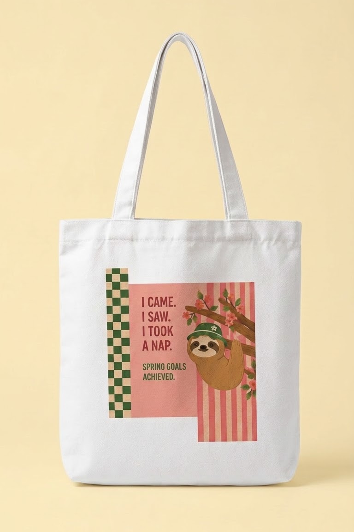 Cute Sloth Tote Bag Zipper