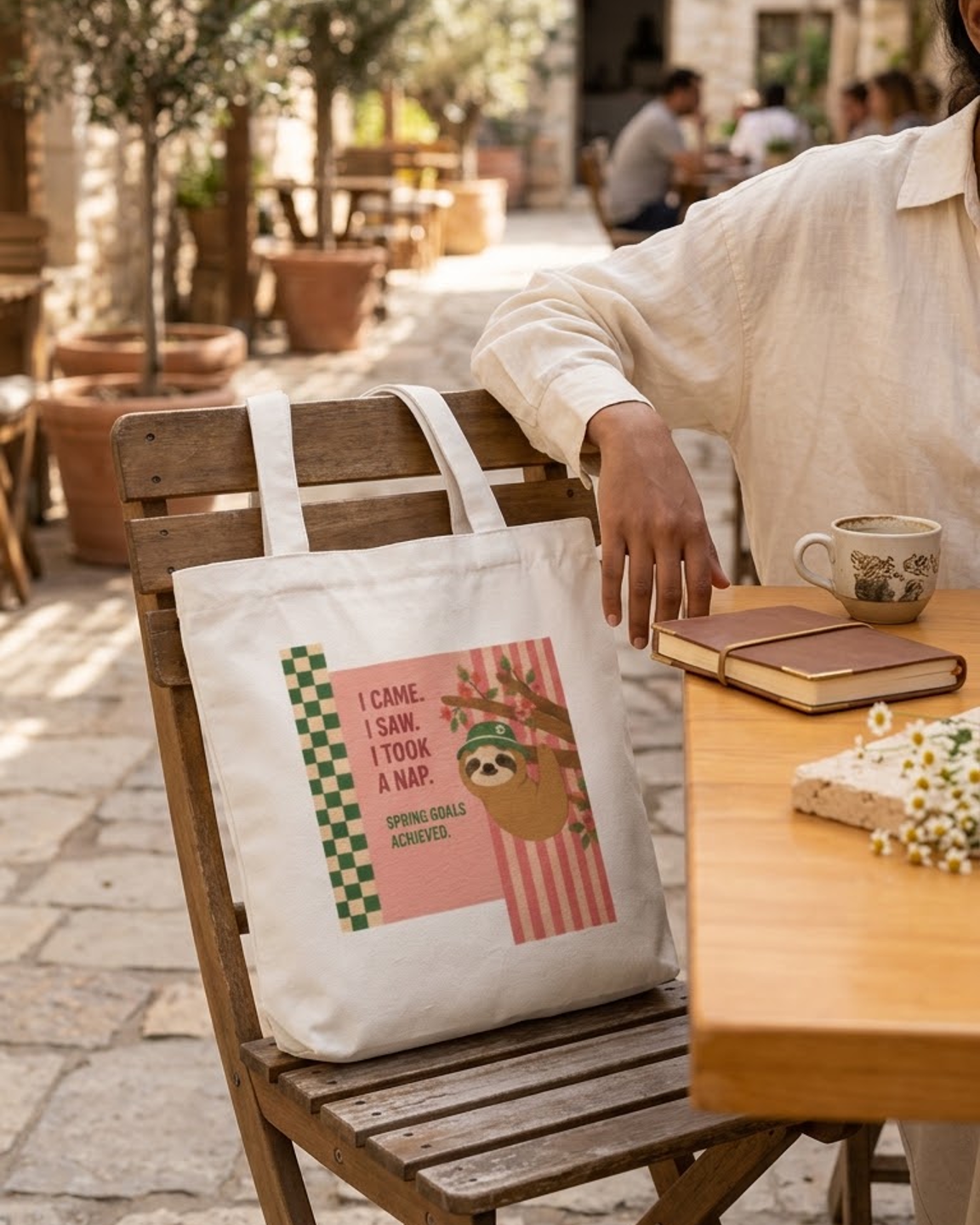 Cute Sloth Tote Bag Zipper