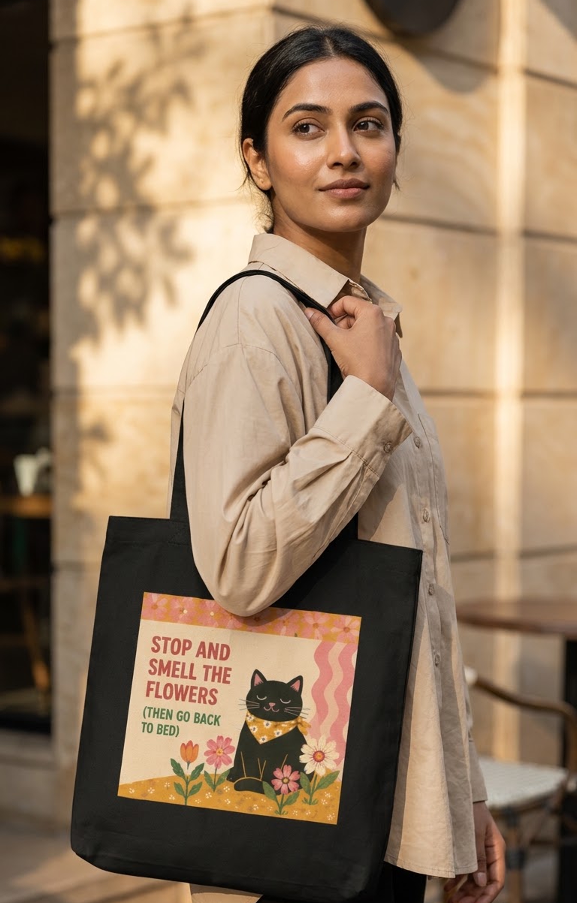 Black Cat Tote Bag Zipper